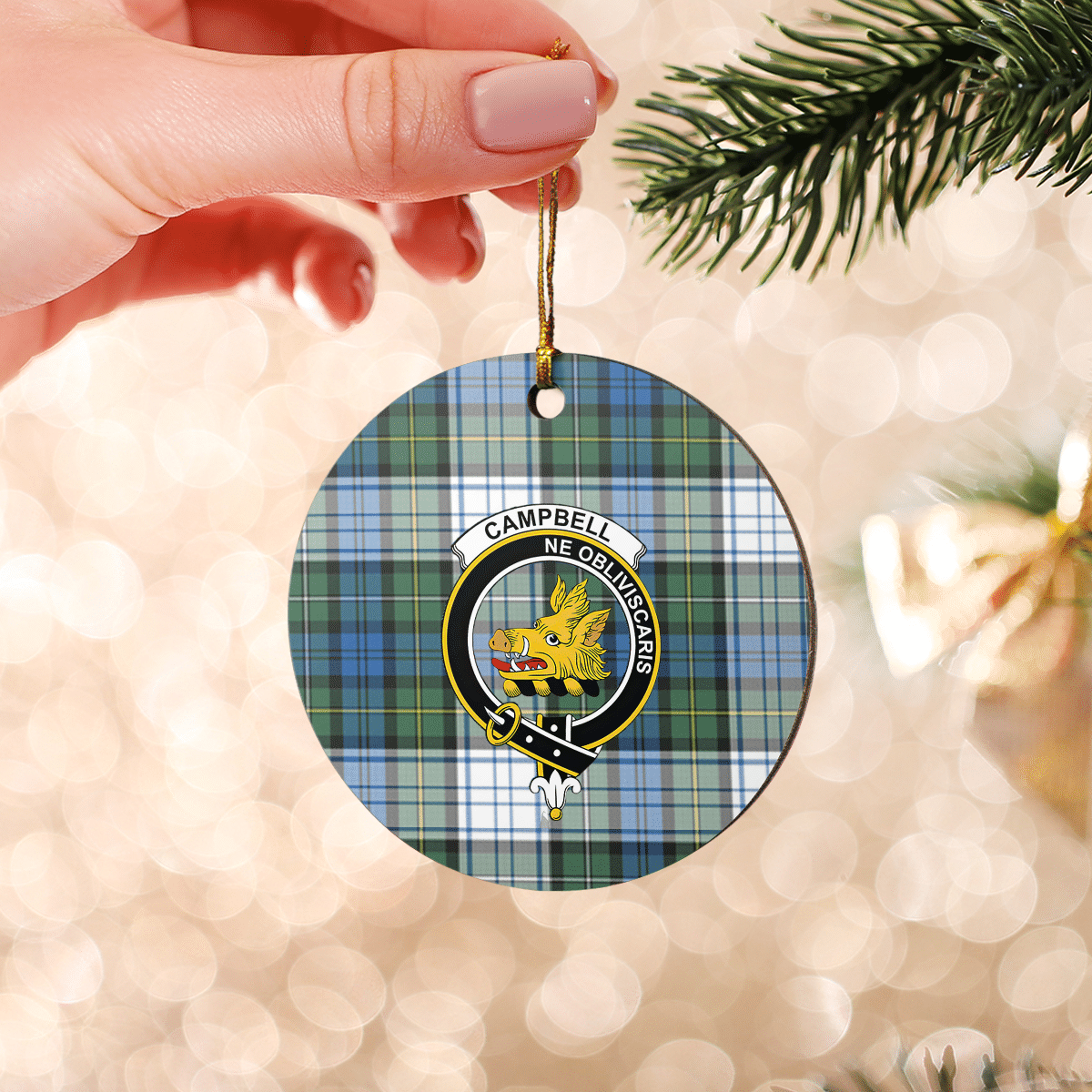 Clan Campbell Dress Ancient Tartan Crest Round Ceramic Ornament SU33 Campbell Dress Ancient Tartan Tartan Christmas   