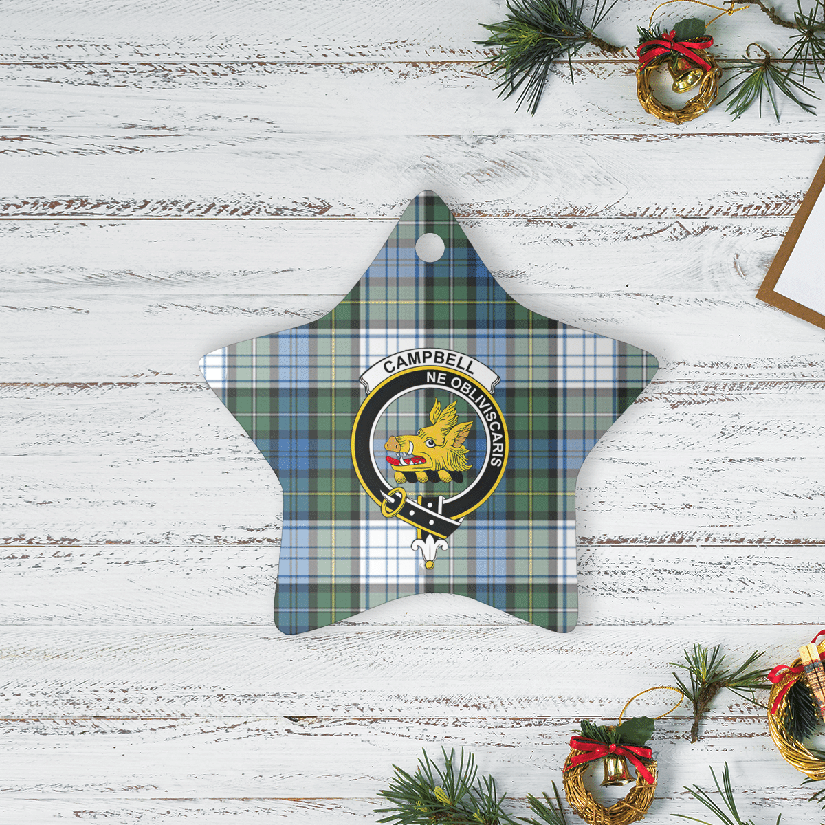 Clan Campbell Dress Ancient Tartan Crest Star Ceramic Ornament ZY56 Campbell Dress Ancient Tartan Tartan Christmas   