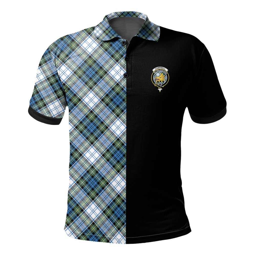 Clan Campbell Dress Ancient Tartan Polo Shirt Half of Me - Cross Style RI60 Campbell Dress Ancient Tartan Tartan Polo   