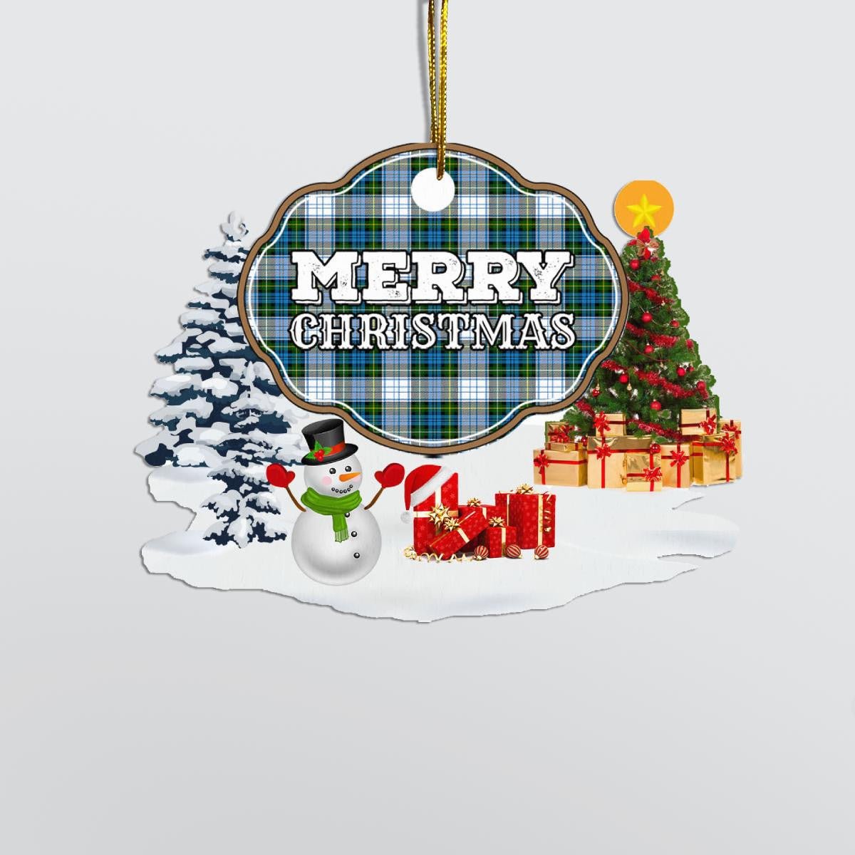 Clan Campbell Dress "Merry Christmas" Tartan Acrylic Ornament RT46 Campbell Dress Tartan Tartan Christmas   