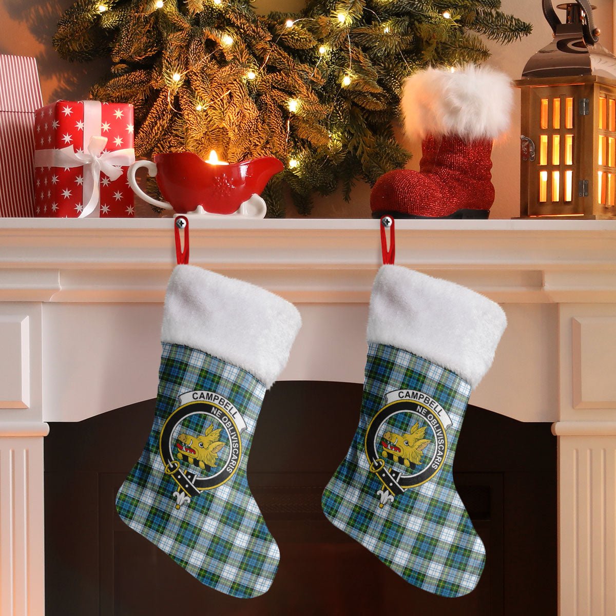 Clan Campbell Dress Tartan Crest Christmas Stocking QE73 Campbell Dress Tartan Tartan Stocking   