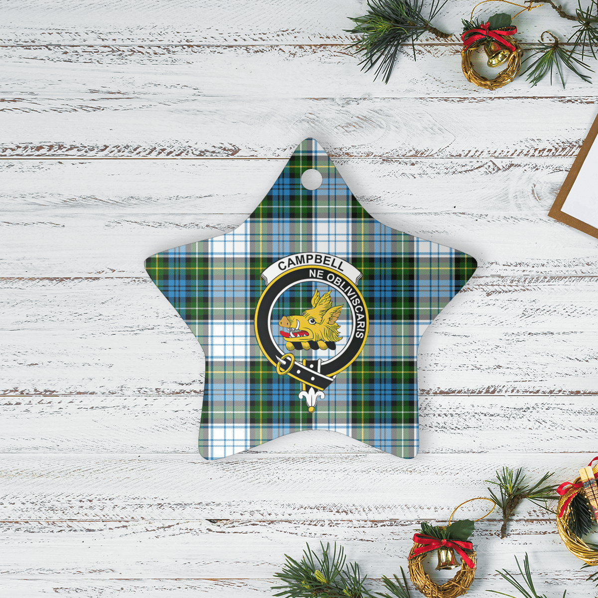 Clan Campbell Dress Tartan Crest Star Ceramic Ornament SR27 Campbell Dress Tartan Tartan Christmas   