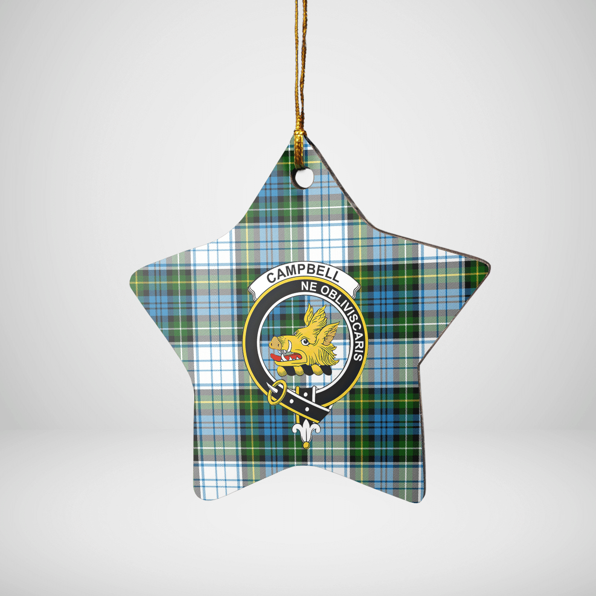 Clan Campbell Dress Tartan Crest Star Ceramic Ornament SR27 Campbell Dress Tartan Tartan Christmas   