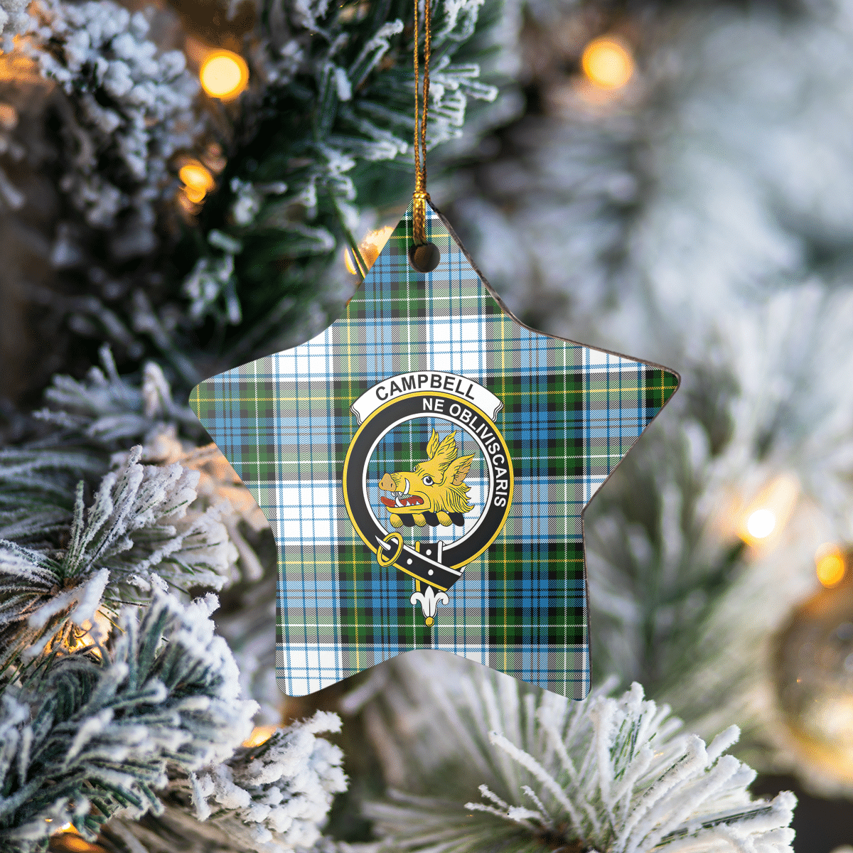 Clan Campbell Dress Tartan Crest Star Ceramic Ornament SR27 Campbell Dress Tartan Tartan Christmas   