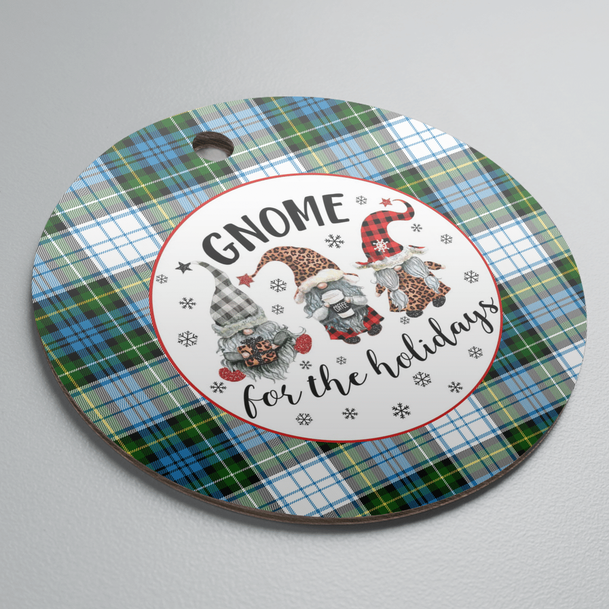 Clan Campbell Dress Tartan Tartan Crest Gnome Round Ceramic Ornament GY56 Campbell Dress Tartan Tartan Christmas   