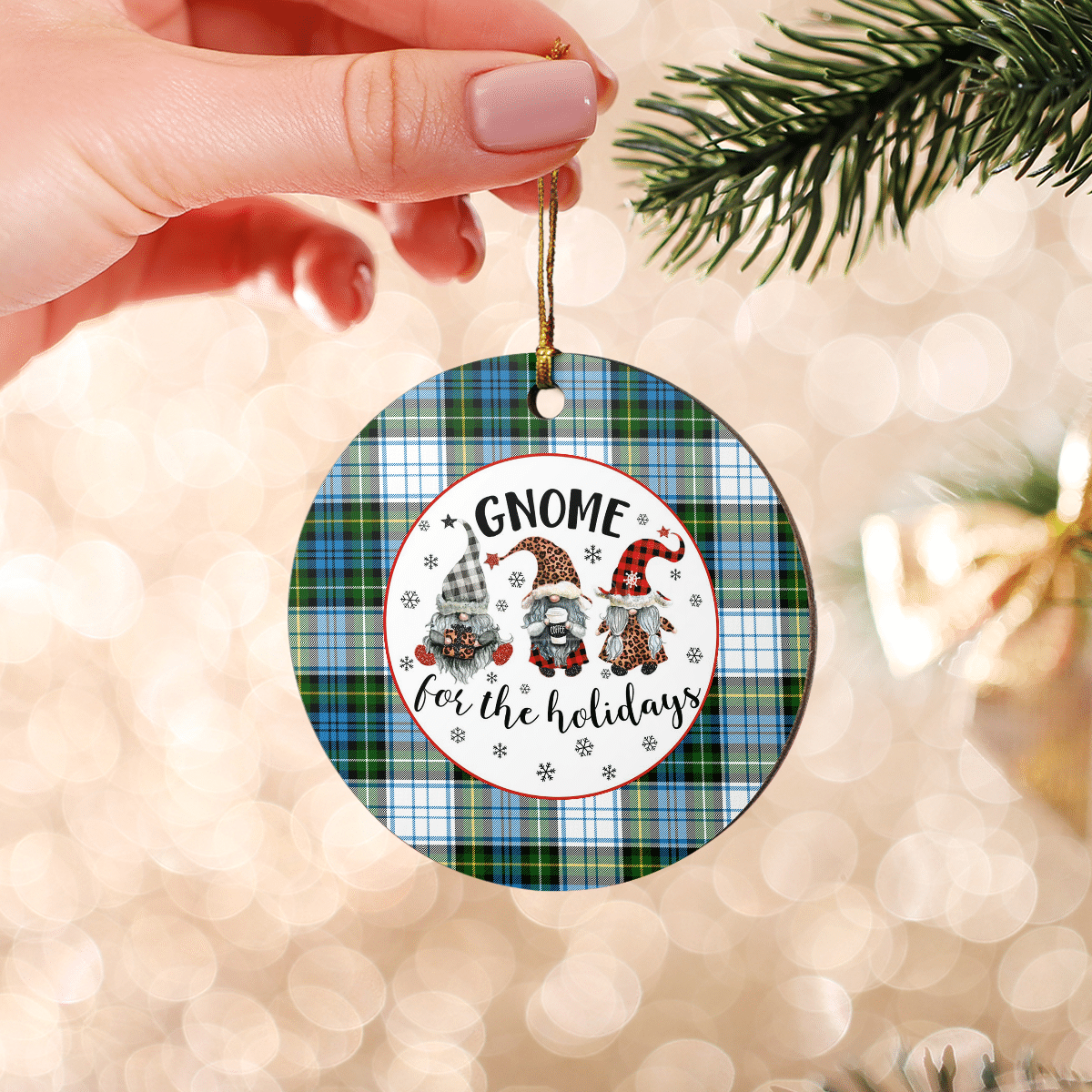 Clan Campbell Dress Tartan Tartan Crest Gnome Round Ceramic Ornament GY56 Campbell Dress Tartan Tartan Christmas   