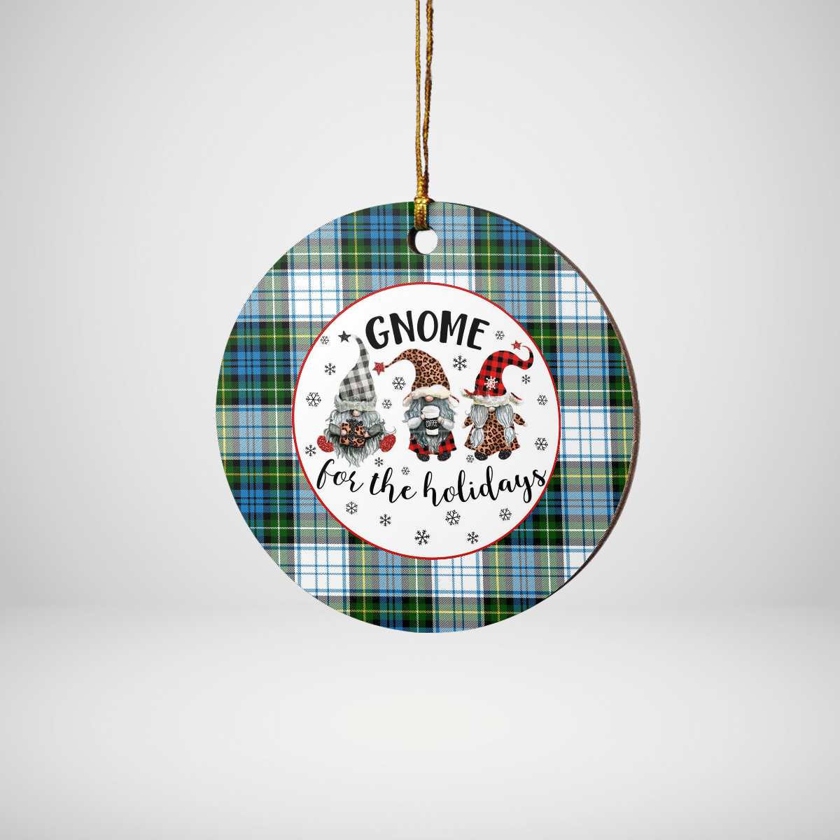 Clan Campbell Dress Tartan Tartan Crest Gnome Round Ceramic Ornament GY56 Campbell Dress Tartan Tartan Christmas   