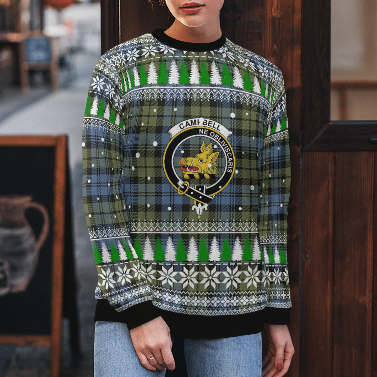 Clan Campbell Faded Crest Tartan Christmas Ugly Sweater AG20 Campbell Faded Crest Tartan Tartan Ugly Sweater   