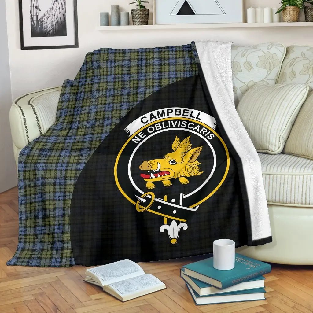 Clan Campbell Faded Tartan Crest Blanket Wave Style TV71 Clan Campbell Tartan Today   