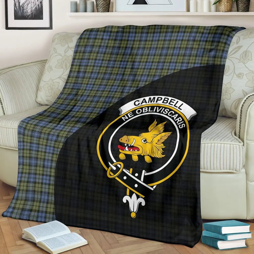 Clan Campbell Faded Tartan Crest Blanket Wave Style TV71 Clan Campbell Tartan Today   