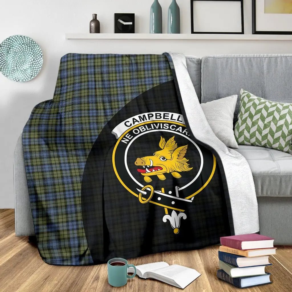 Clan Campbell Faded Tartan Crest Blanket Wave Style TV71 Clan Campbell Tartan Today   