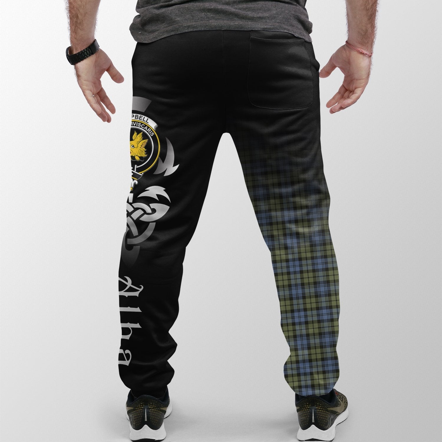 Clan Campbell Faded Tartan Crest Jogger Sweatpants  Alba Celtic Style FJ87 Clan Campbell Tartan Today   