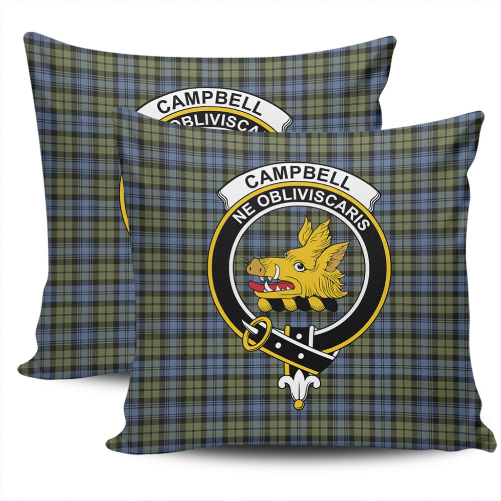 Clan Campbell Faded Tartan Crest Pillow Cover MM36 Clan Campbell Tartan Today   