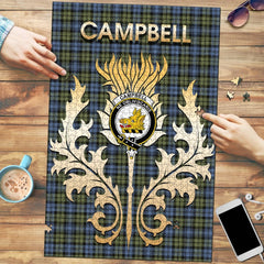 Clan Campbell Faded Tartan Crest Thistle Jigsaw Puzzles Gift For Family TG75 Clan Campbell Tartan Today   