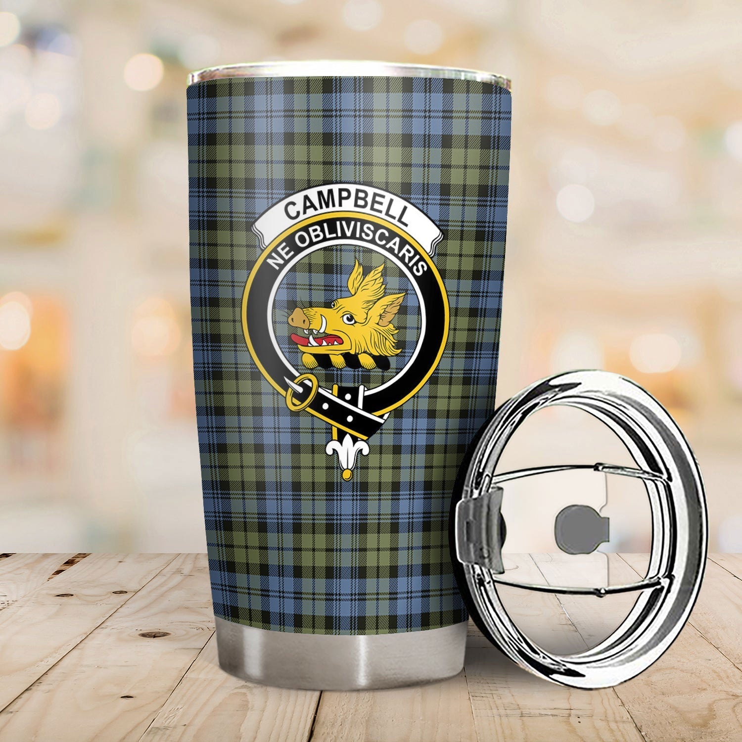 Clan Campbell Faded Tartan Crest Tumbler IO59 Clan Campbell Tartan Today   