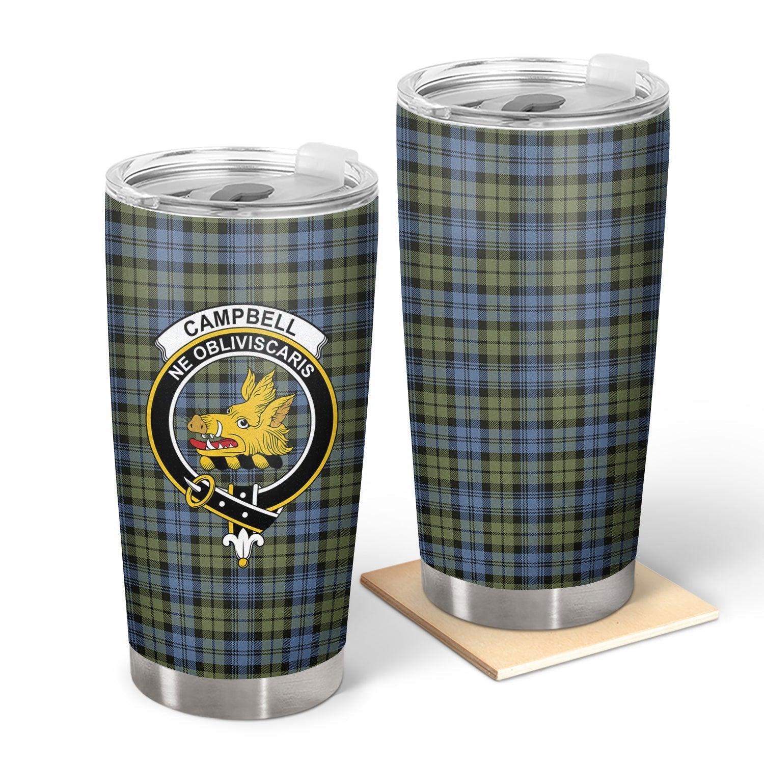 Clan Campbell Faded Tartan Crest Tumbler IO59 Clan Campbell Tartan Today   