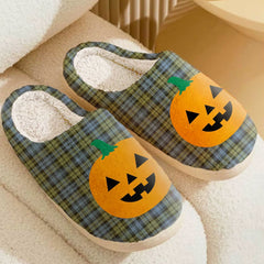 Clan Campbell Faded Tartan Halloween Pumpkin Slippers, Fluffy Spooky Slippers YH98 Campbell Faded Tartan Tartan Halloween   