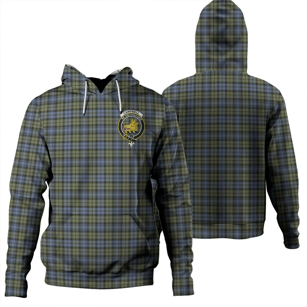 Clan Campbell Faded Tartan Hoodie Crest C6RISUHZ-1 Campbell Faded Tartan Hoodies   