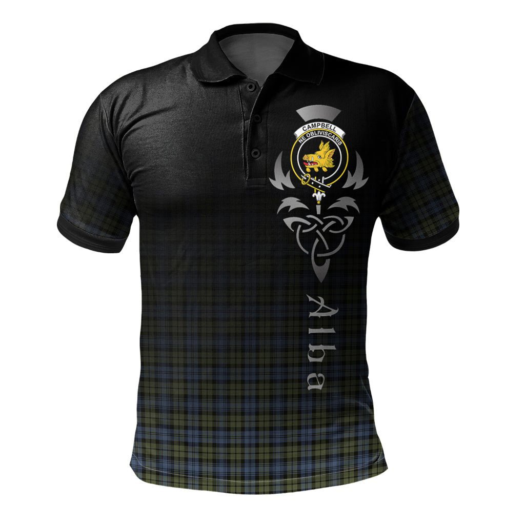 Clan Campbell Faded Tartan Polo Shirt - Alba Celtic Style IY95 Campbell Faded Tartan Tartan Polo   