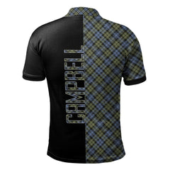 Clan Campbell Faded Tartan Polo Shirt Half of Me - Cross Style DO94 Campbell Faded Tartan Tartan Polo   