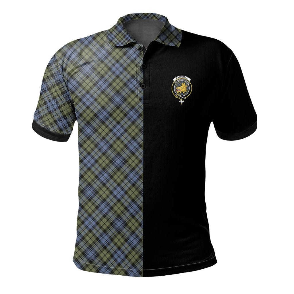 Clan Campbell Faded Tartan Polo Shirt Half of Me - Cross Style DO94 Campbell Faded Tartan Tartan Polo   