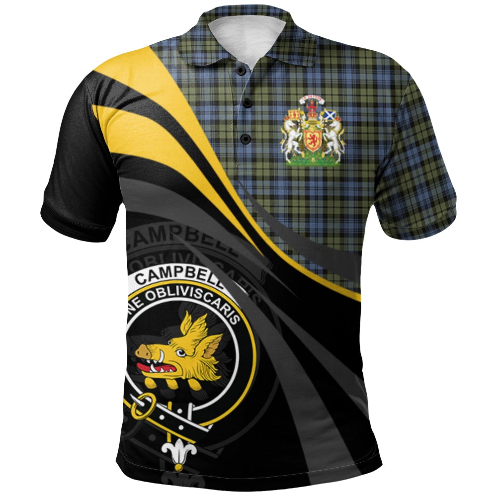 Clan Campbell Faded Tartan Polo Shirt - Royal Coat Of Arms Style AM58 Campbell Faded Tartan Tartan Polo   