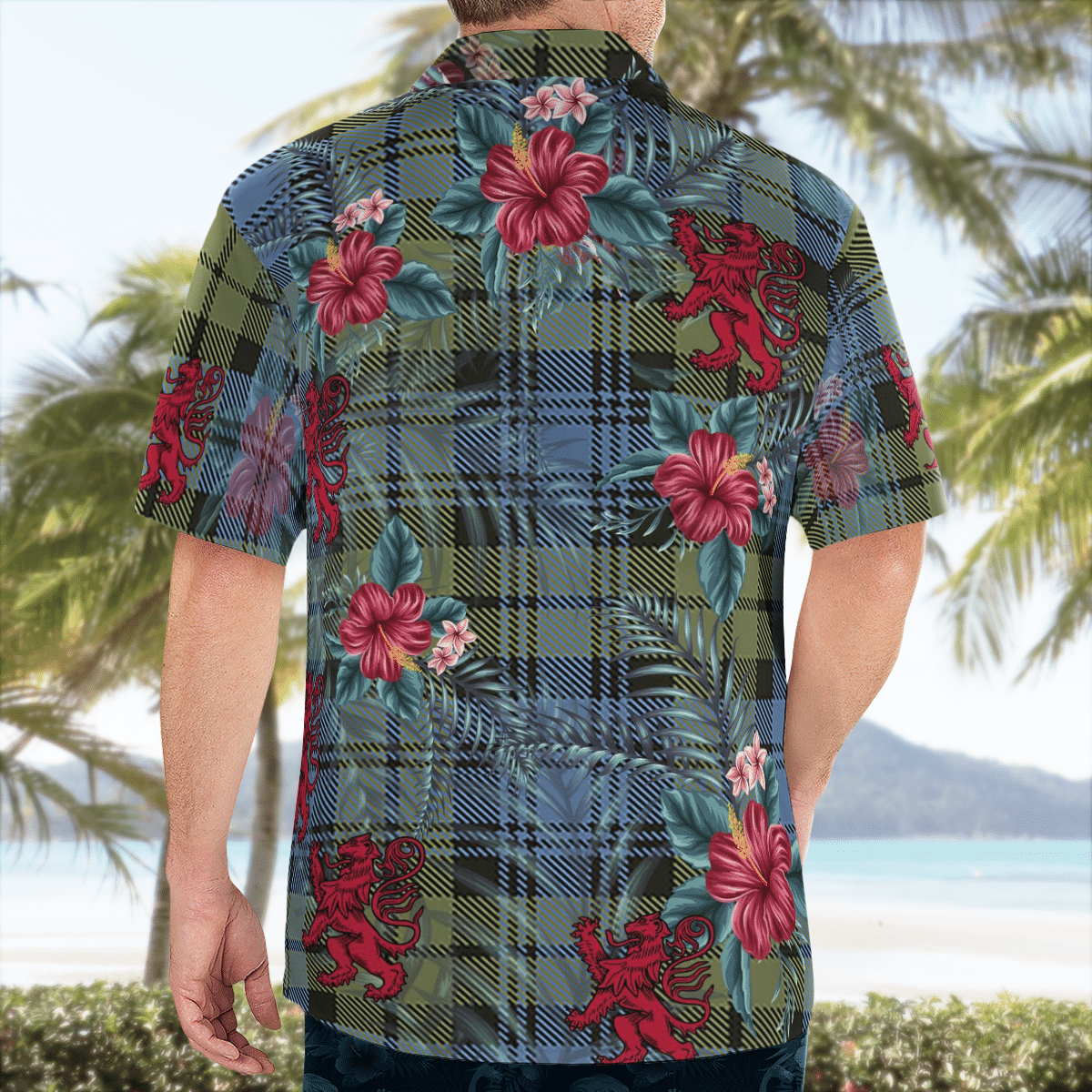 Clan Campbell Faded Tartan Scottish Lion Hawaiian Shirt DY37 Campbell Faded Tartan Tartan Hawaii Shirt   