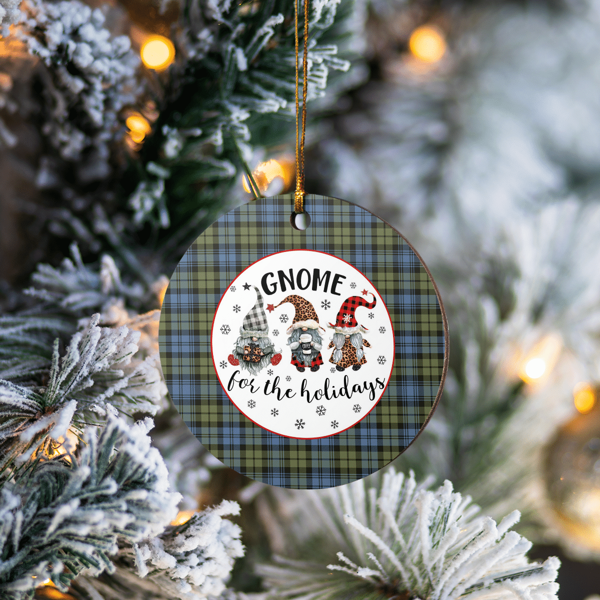 Clan Campbell Faded Tartan Tartan Crest Gnome Round Ceramic Ornament CP35 Campbell Faded Tartan Tartan Christmas   