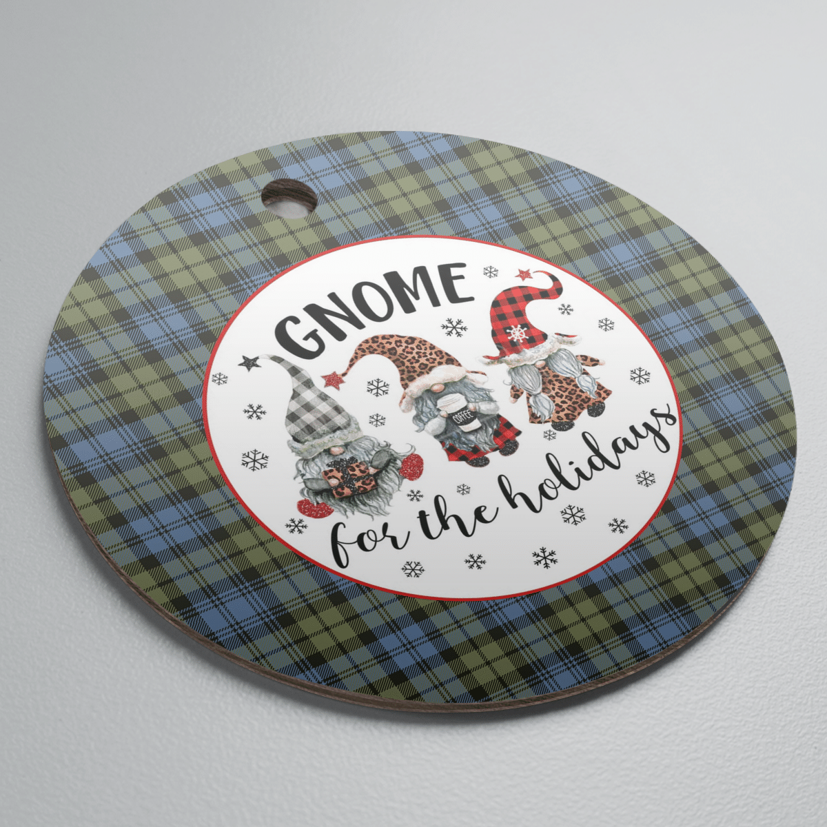 Clan Campbell Faded Tartan Tartan Crest Gnome Round Ceramic Ornament CP35 Campbell Faded Tartan Tartan Christmas   