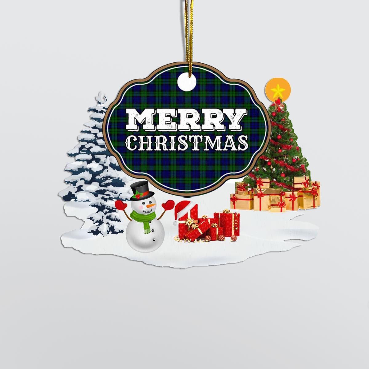 Clan Campbell Modern "Merry Christmas" Tartan Acrylic Ornament MB65 Campbell Modern Tartan Tartan Christmas   