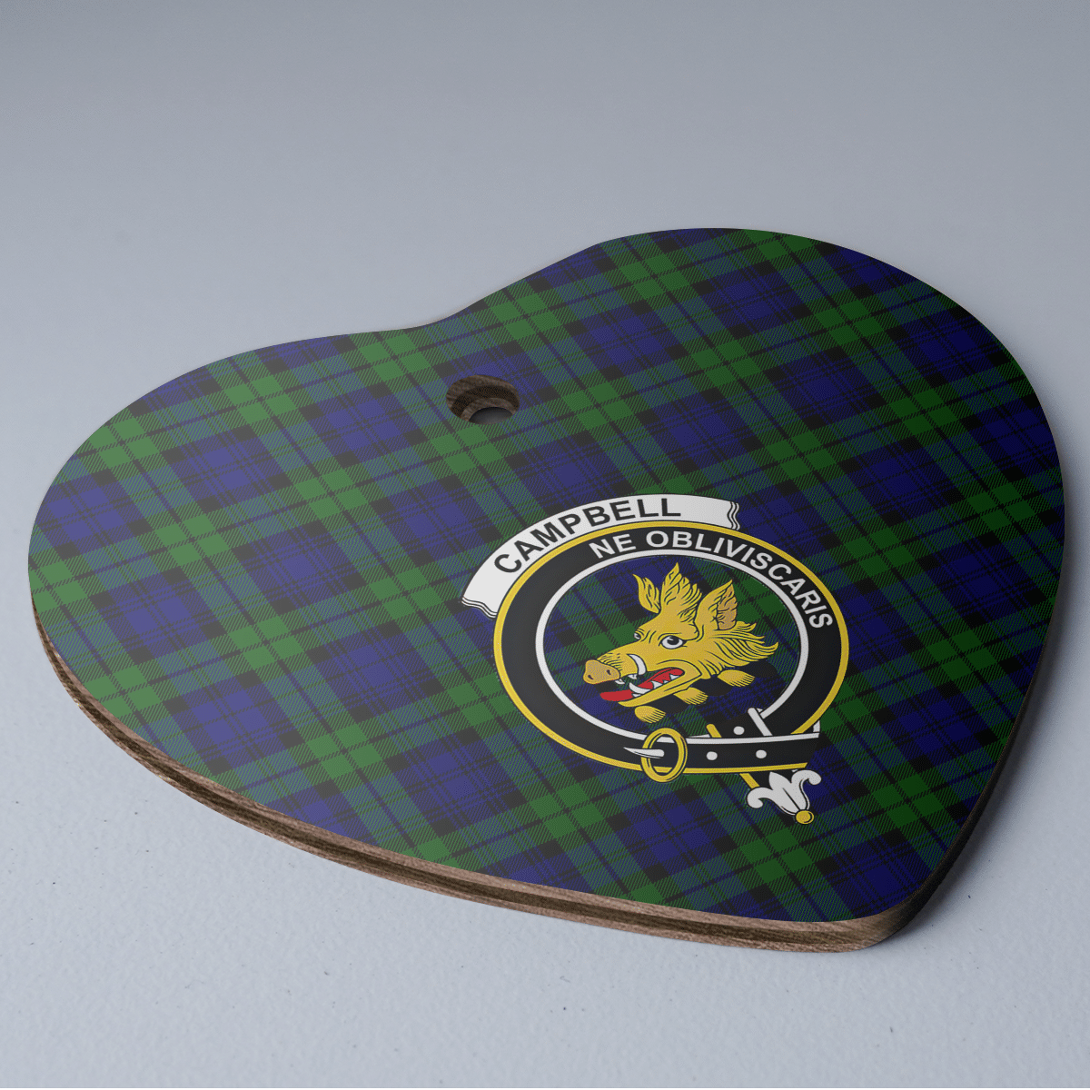 Clan Campbell Modern Tartan Crest Heart Ceramic Ornament ZY62 Campbell Modern Tartan Tartan Christmas   