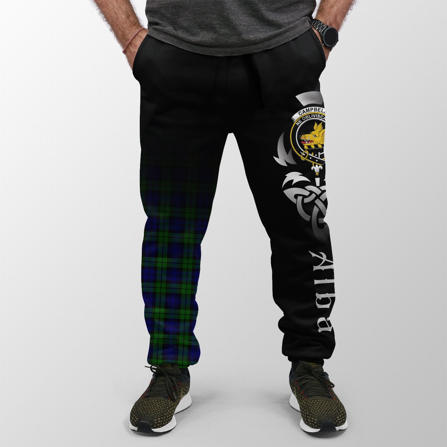 Clan Campbell Modern Tartan Crest Jogger Sweatpants  Alba Celtic Style RR23 Clan Campbell Tartan Today   