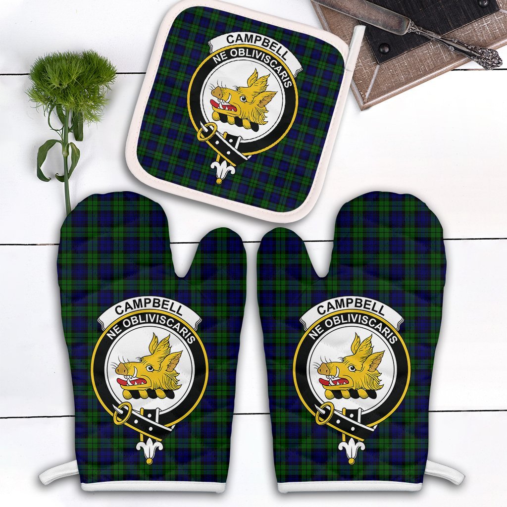 Clan Campbell Modern Tartan Crest Oven Mitt And Pot Holder (2 Oven Mitts + 1 Pot Holder) XT38 Clan Campbell Tartan Today   