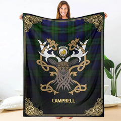 Clan Campbell Modern Tartan Crest Premium Blanket Celtic Stag Style XH79 Clan Campbell Tartan Today   