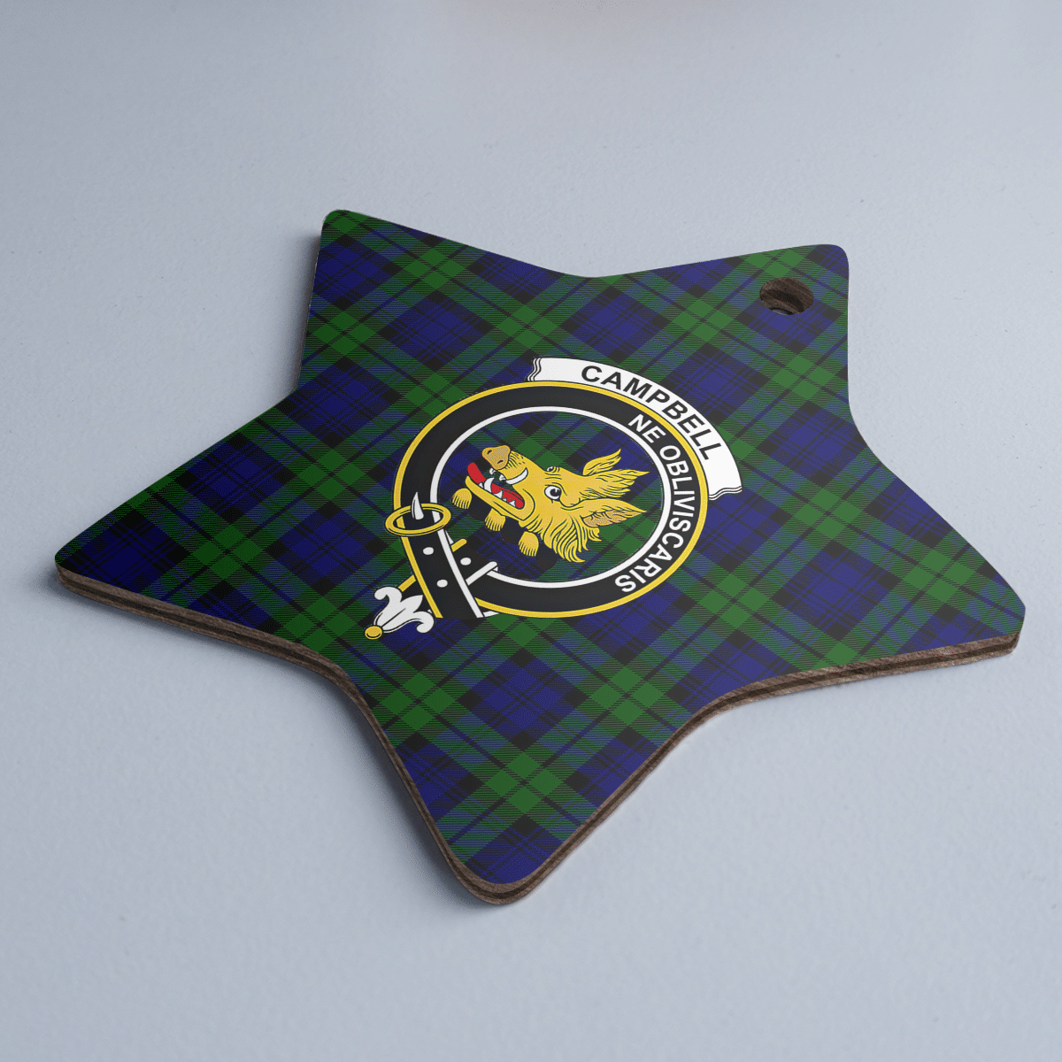 Clan Campbell Modern Tartan Crest Star Ceramic Ornament KC51 Campbell Modern Tartan Tartan Christmas   