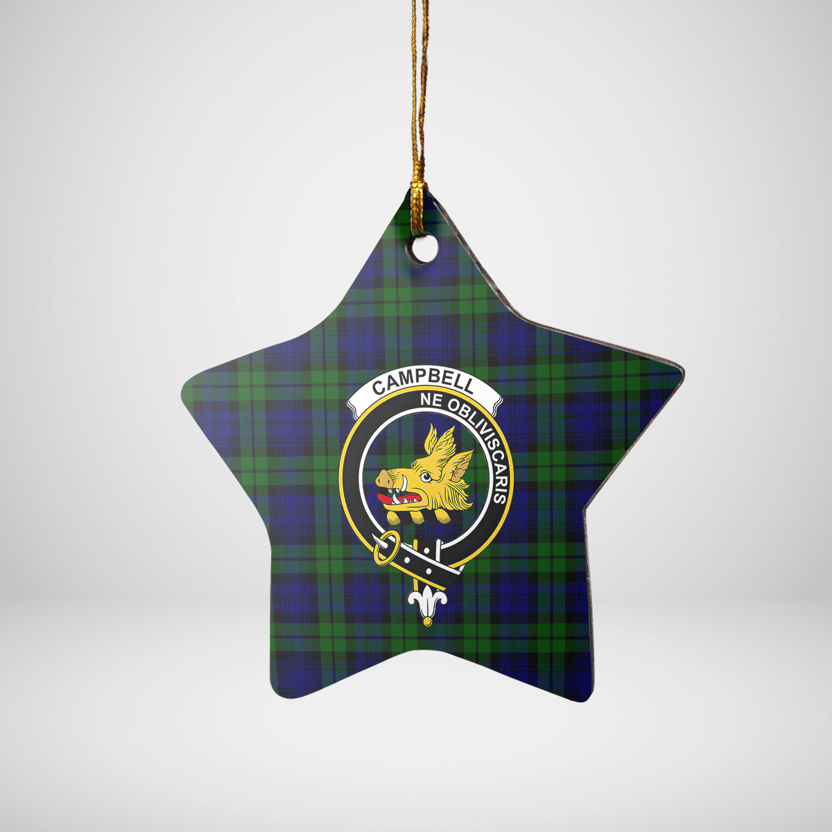 Clan Campbell Modern Tartan Crest Star Ceramic Ornament KC51 Campbell Modern Tartan Tartan Christmas   