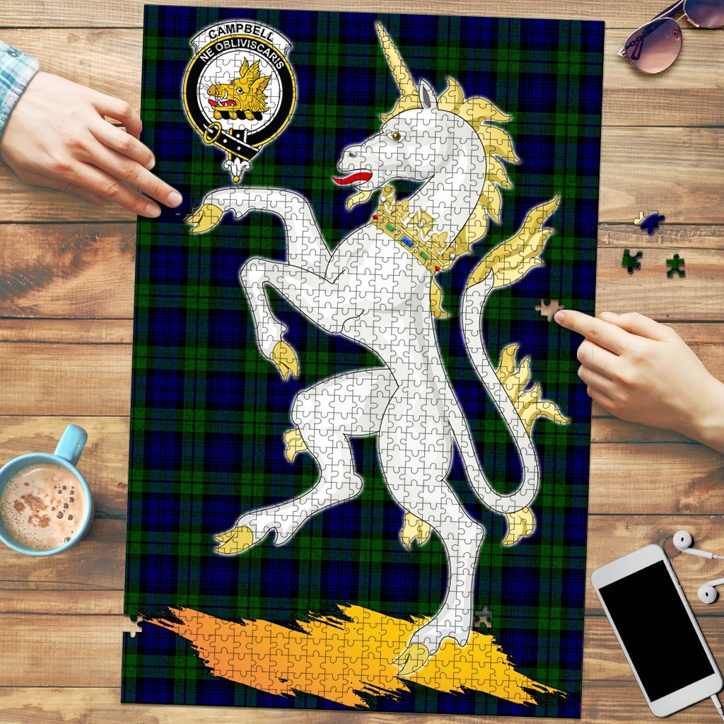 Clan Campbell Modern Tartan Crest Unicorn Scotland Jigsaw Puzzles Gift For Family TN75 Clan Campbell Tartan Today   