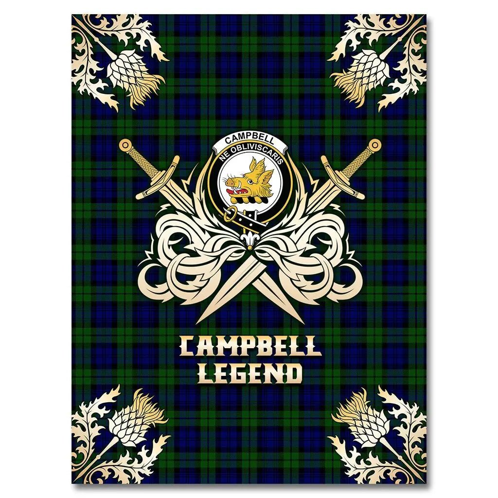 Clan Campbell Modern Tartan Gold Courage Symbol Blanket FR85 Clan Campbell Tartan Today   