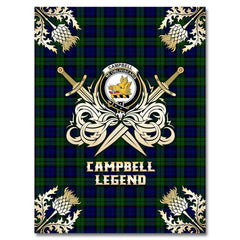 Clan Campbell Modern Tartan Gold Courage Symbol Blanket FR85 Clan Campbell Tartan Today   