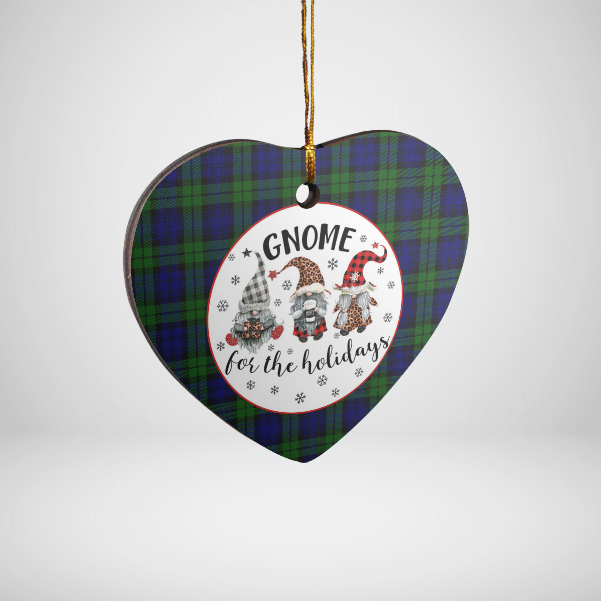 Clan Campbell Modern Tartan Tartan Crest Gnome Heart Ceramic Ornament XM97 Campbell Modern Tartan Tartan Christmas   