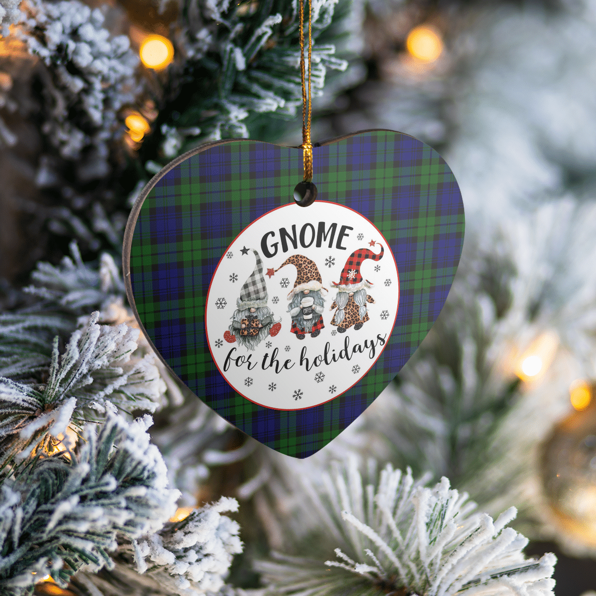 Clan Campbell Modern Tartan Tartan Crest Gnome Heart Ceramic Ornament XM97 Campbell Modern Tartan Tartan Christmas   