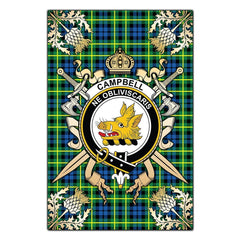 Clan Campbell of Breadalbane Ancient Tartan Crest Black Garden Flag  - Gold Thistle  PJ59 Clan Campbell of Breadalbane Tartan Today   