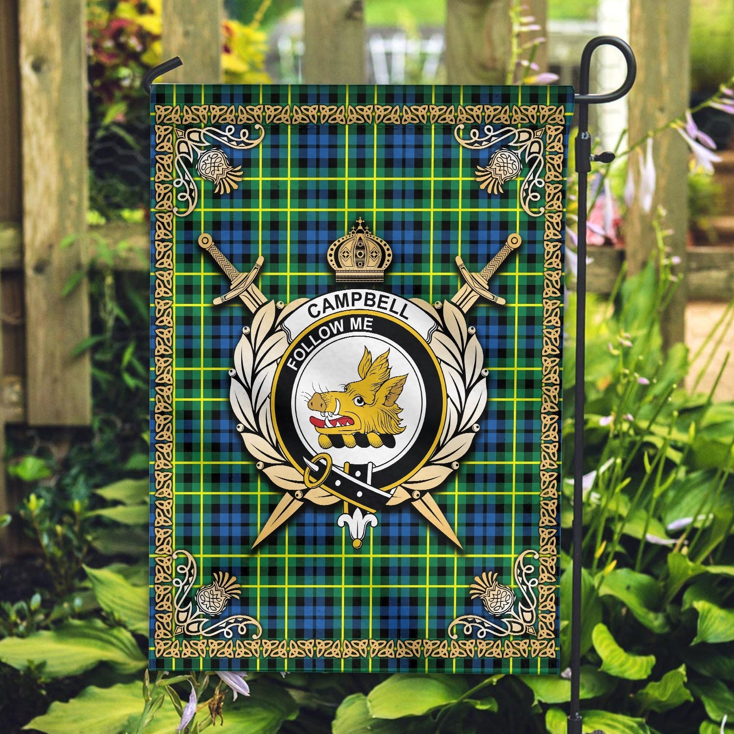 Clan Campbell of Breadalbane Ancient Tartan Crest Garden Flag  - Celtic Thistle  NC40 Clan Campbell of Breadalbane Tartan Today   