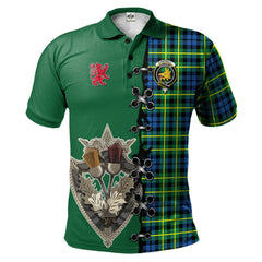 Clan Campbell of Breadalbane Ancient Tartan Polo Shirt - Lion Rampant And Celtic Thistle Style GB77 Campbell of Breadalbane Ancient Tartan Tartan Polo   