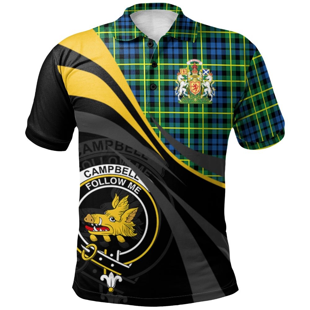 Clan Campbell of Breadalbane Ancient Tartan Polo Shirt - Royal Coat Of Arms Style MV57 Campbell of Breadalbane Ancient Tartan Tartan Polo   