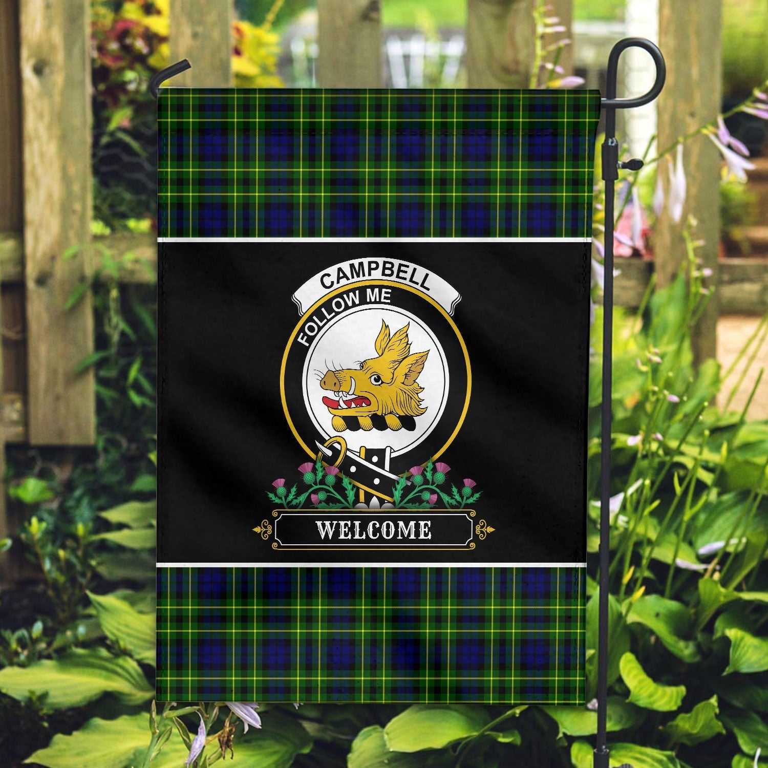 Clan Campbell of Breadalbane Modern Tartan Crest Garden Flag  - Welcome  YD69 Clan Campbell of Breadalbane Tartan Today   