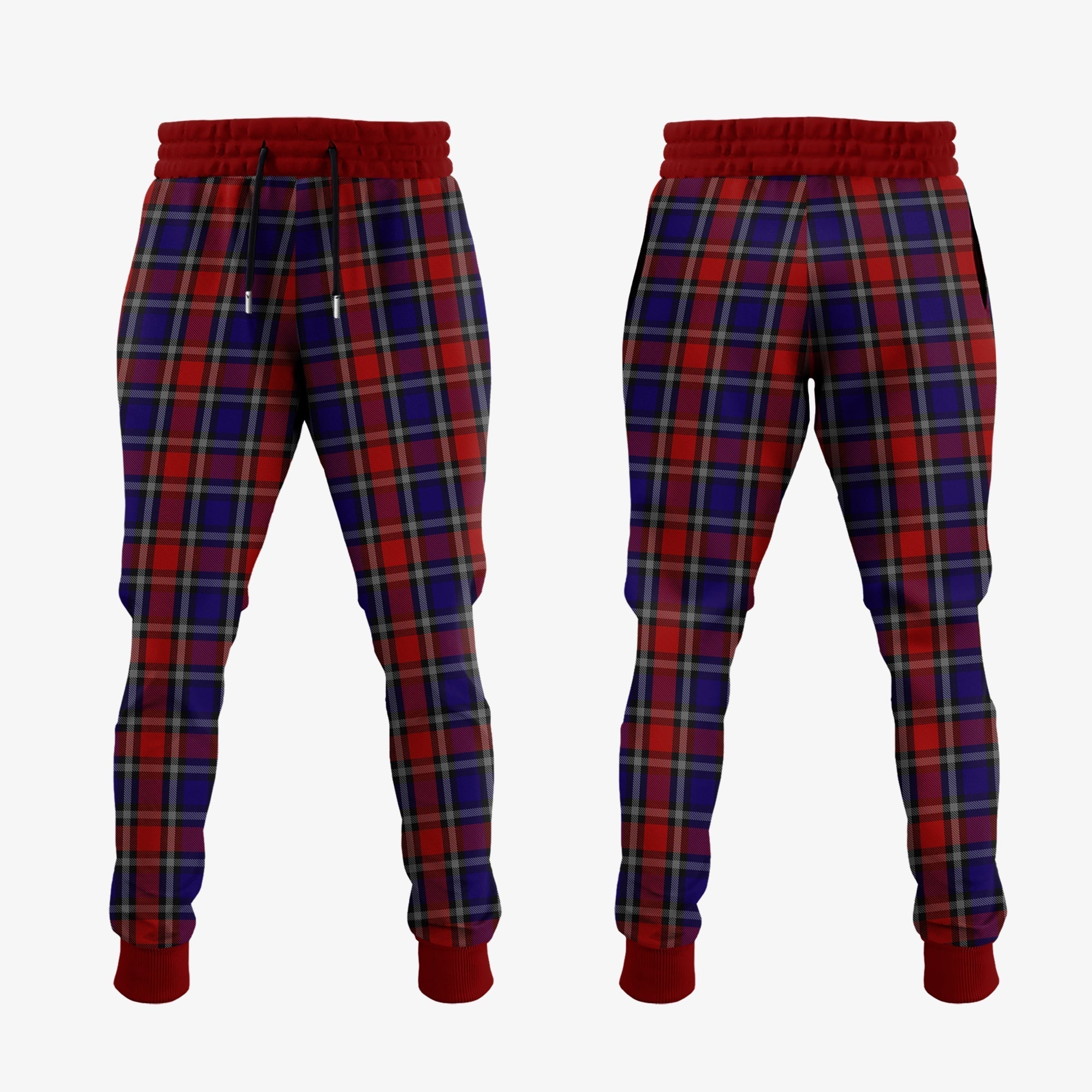 Clan Clark (Lion) Red Tartan Crest Jogger Sweatpants VW81 Clan Clark Tartan Today   