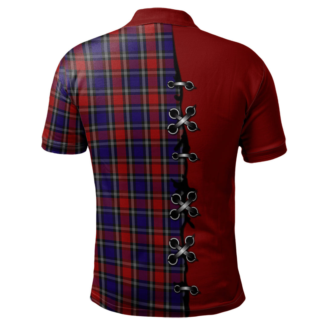 Clan Clark Red Tartan Polo Shirt - Lion Rampant And Celtic Thistle Style XI41 Clark Red Tartan Tartan Polo   