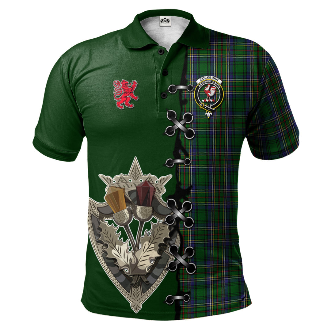 Clan Cockburn Tartan Polo Shirt - Lion Rampant And Celtic Thistle Style XY76 Cockburn Tartan Tartan Polo   