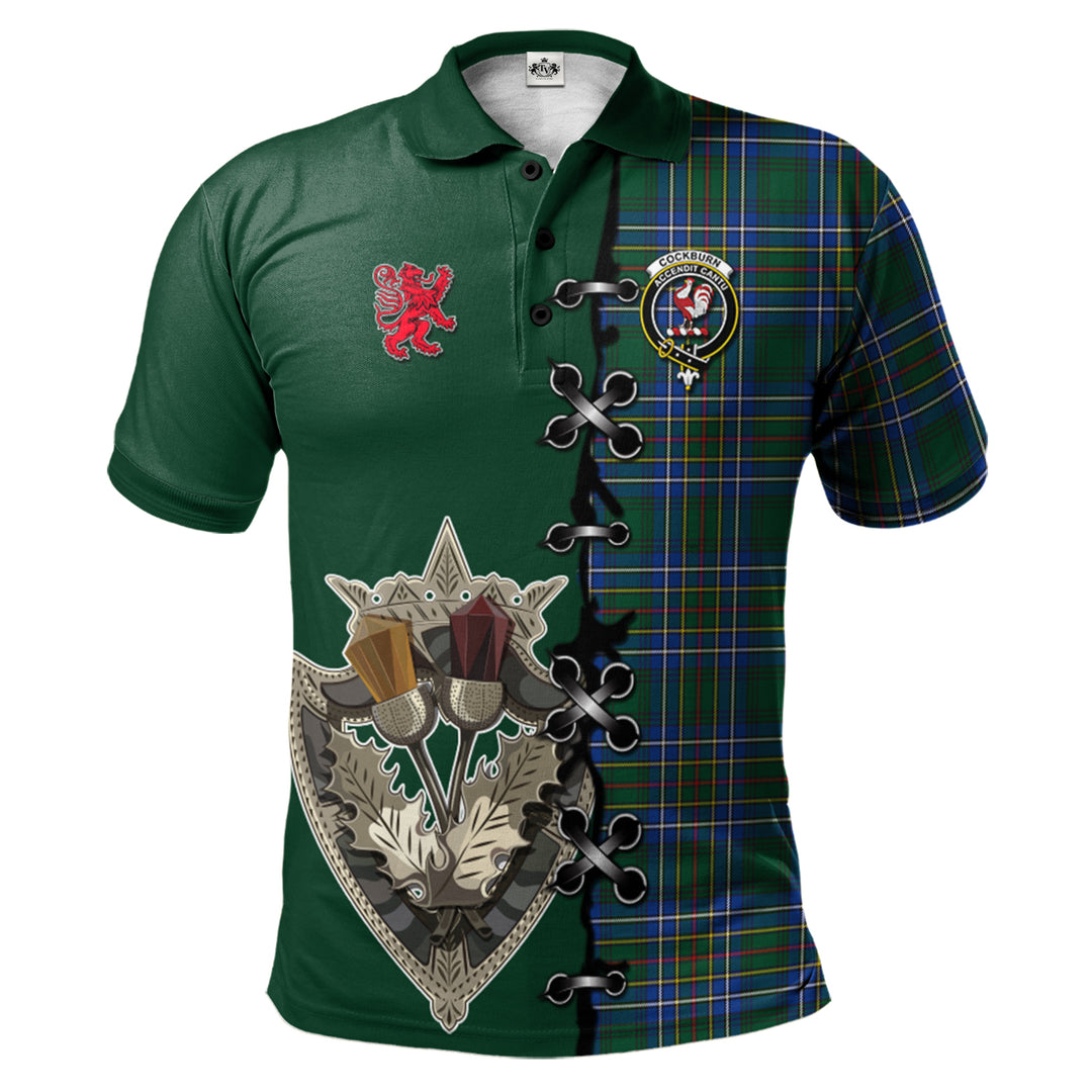 Clan Cockburn Ancient Tartan Polo Shirt - Lion Rampant And Celtic Thistle Style TS22 Cockburn Ancient Tartan Tartan Polo   